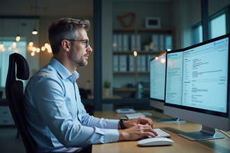 Administrateur d'entreprise regardant son écran d'email