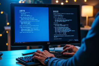 Carte mère moderne avec écran montrant BIOS et UEFI