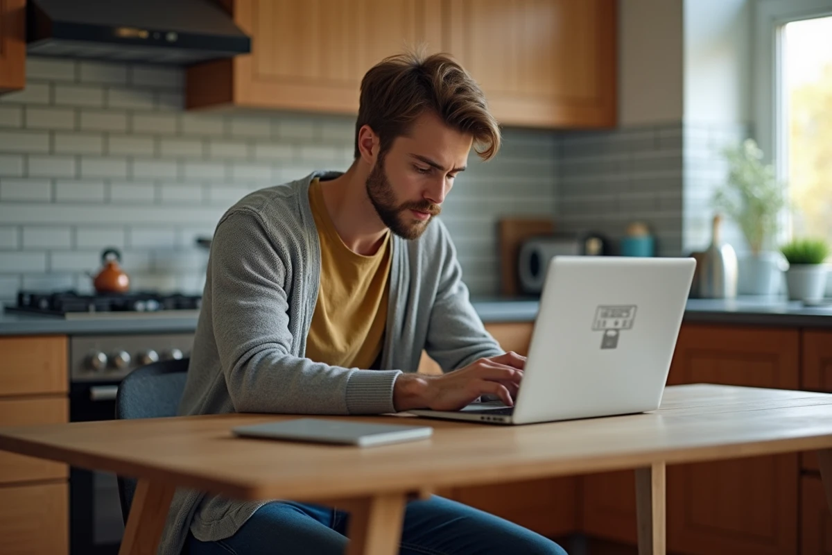 Jeune homme vérifie sécurité d un coffre à la maison