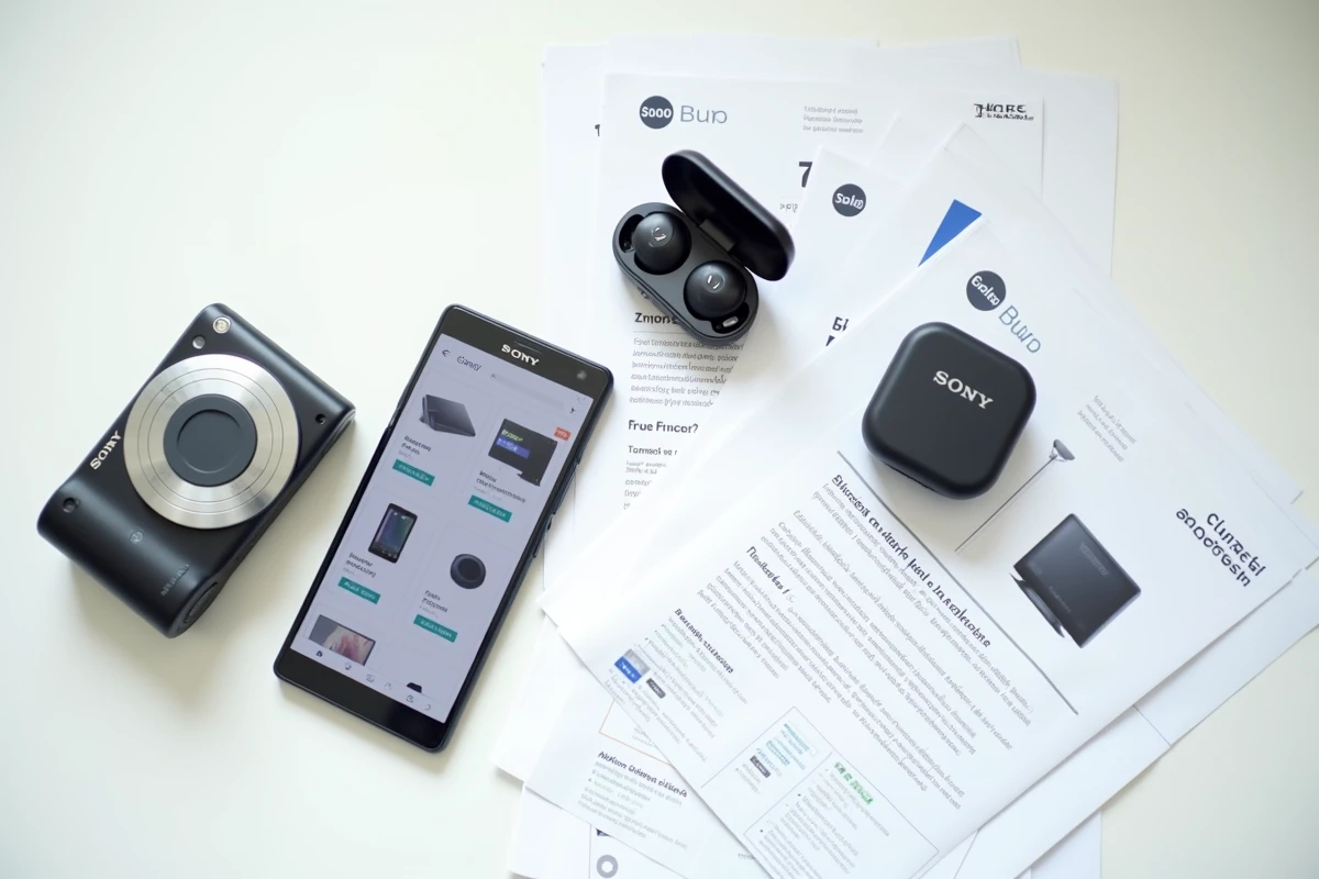 Sélection de produits Sony avec comparatifs de prix imprimés sur fond blanc pour un guide d'achat 2026