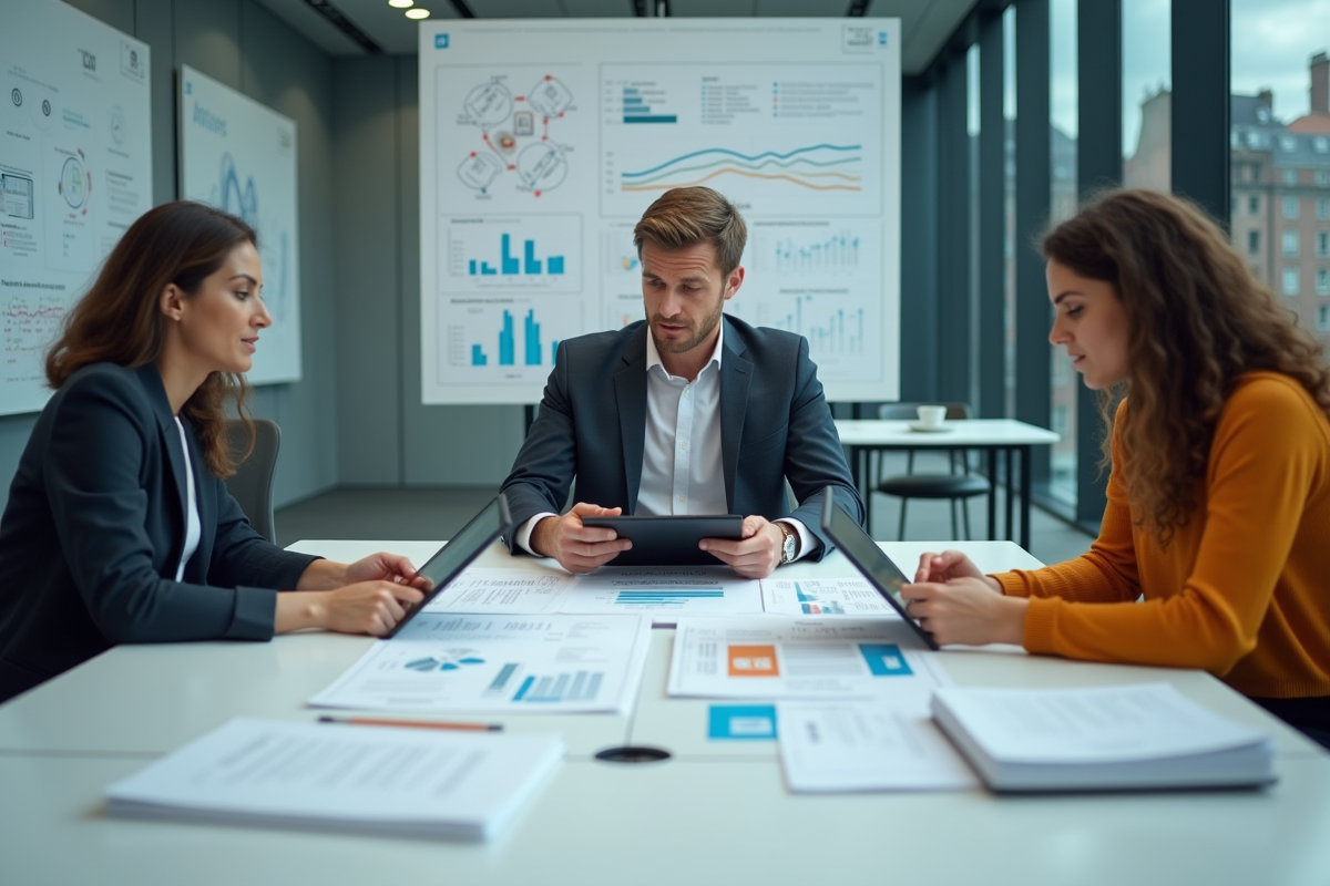 Equipe de professionnels analysant des donnees seo en reunion