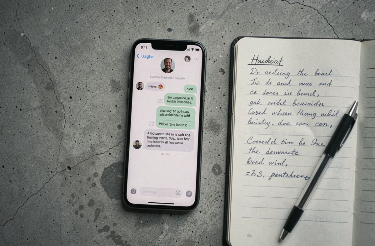 Smartphone affichant une notification de limite d'utilisation de Claude AI gratuit sur un bureau en béton avec carnet de notes